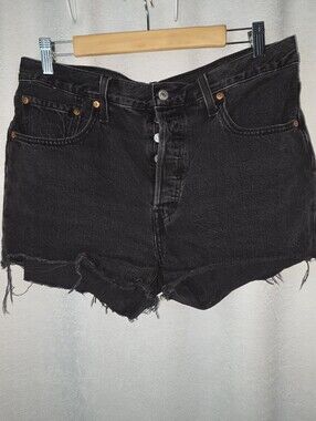 Levi's- Black Distressed High-Waist Women’s Denim Shorts